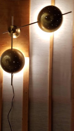 Perforated Brass Offset Half Domes Sconce Gerald Thurston for Lightolier, 1950s