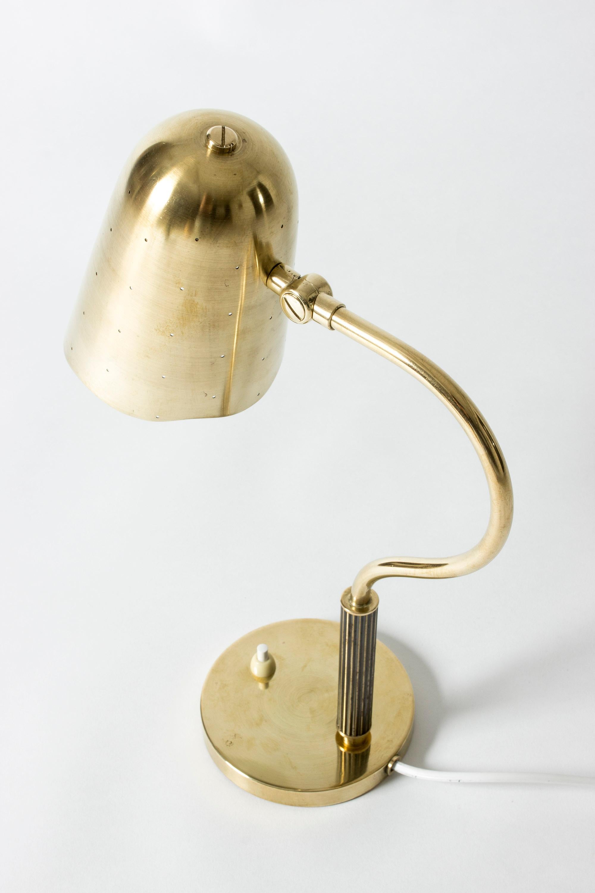 Scandinavian Modern Perforated Brass Table Lamp, Sweden, 1950s