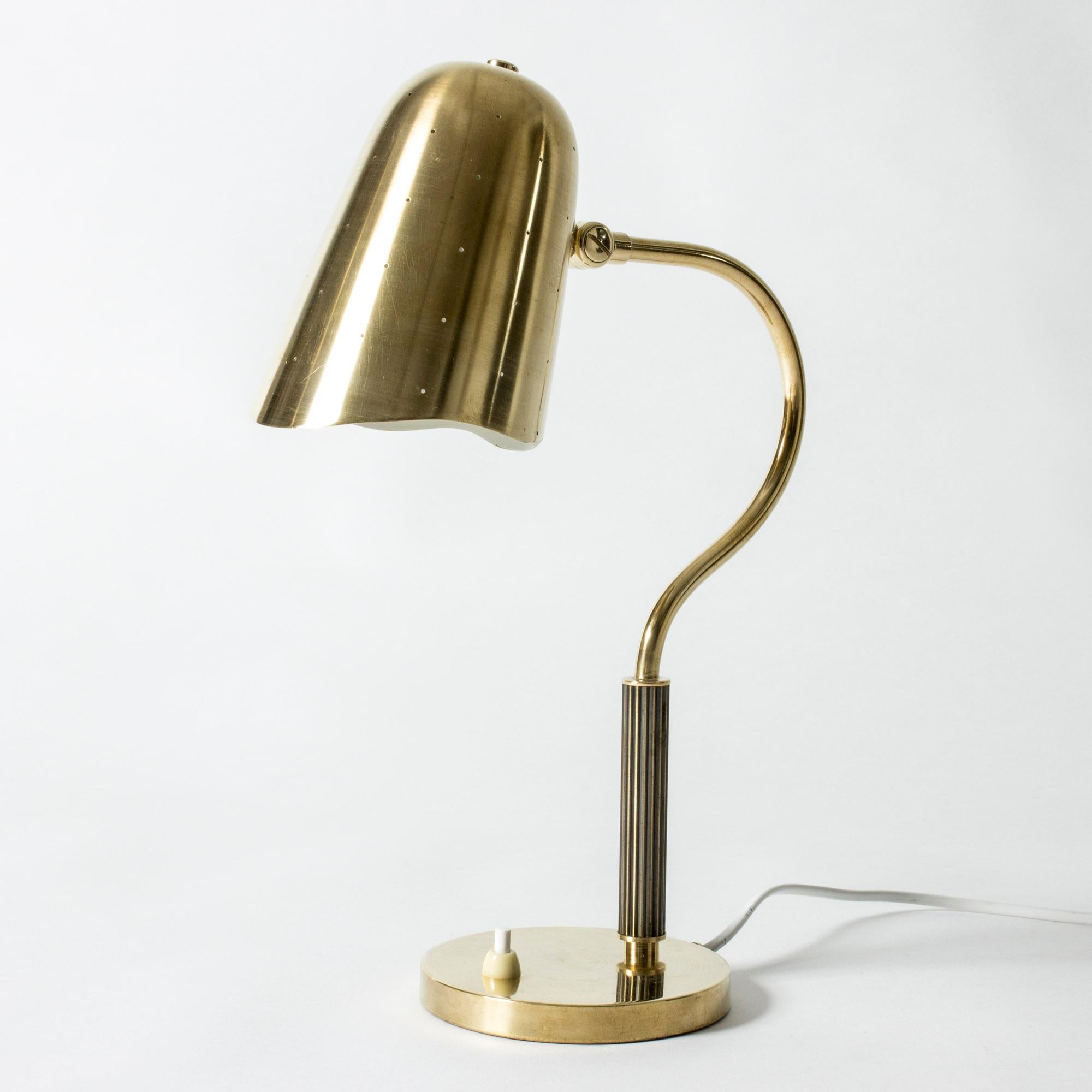 Mid-20th Century Perforated Brass Table Lamp, Sweden, 1950s