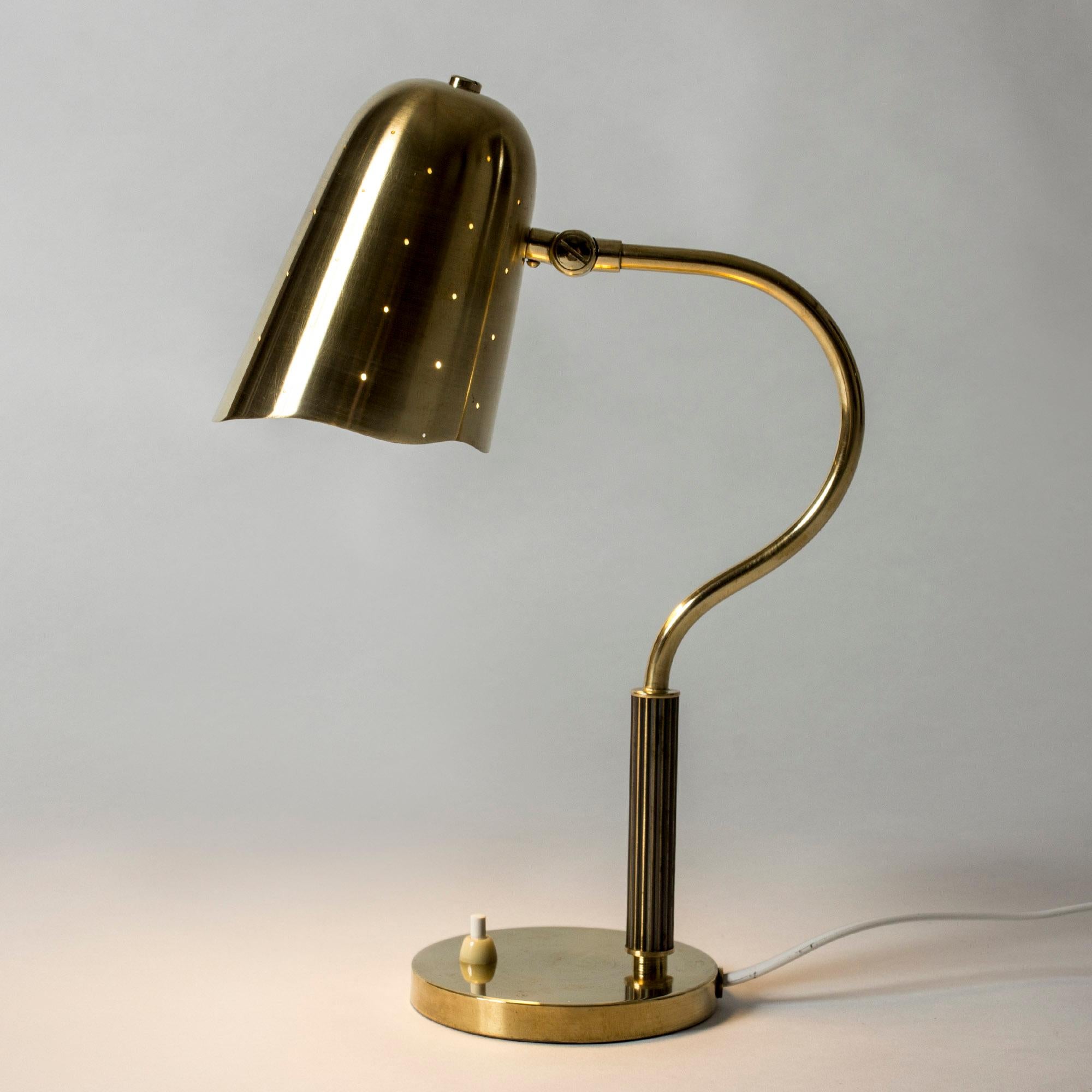 Perforated Brass Table Lamp, Sweden, 1950s 2