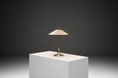Perforated Brass Table Lamp with White Lacquer, Sweden Mid-20th Century