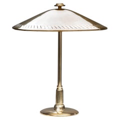 Perforated Brass Table Lamp with White Lacquer, Sweden Mid-20th Century