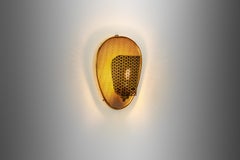 Perforated Brass Wall Lamp with Metal Backplate, Europe Mid-20th Century