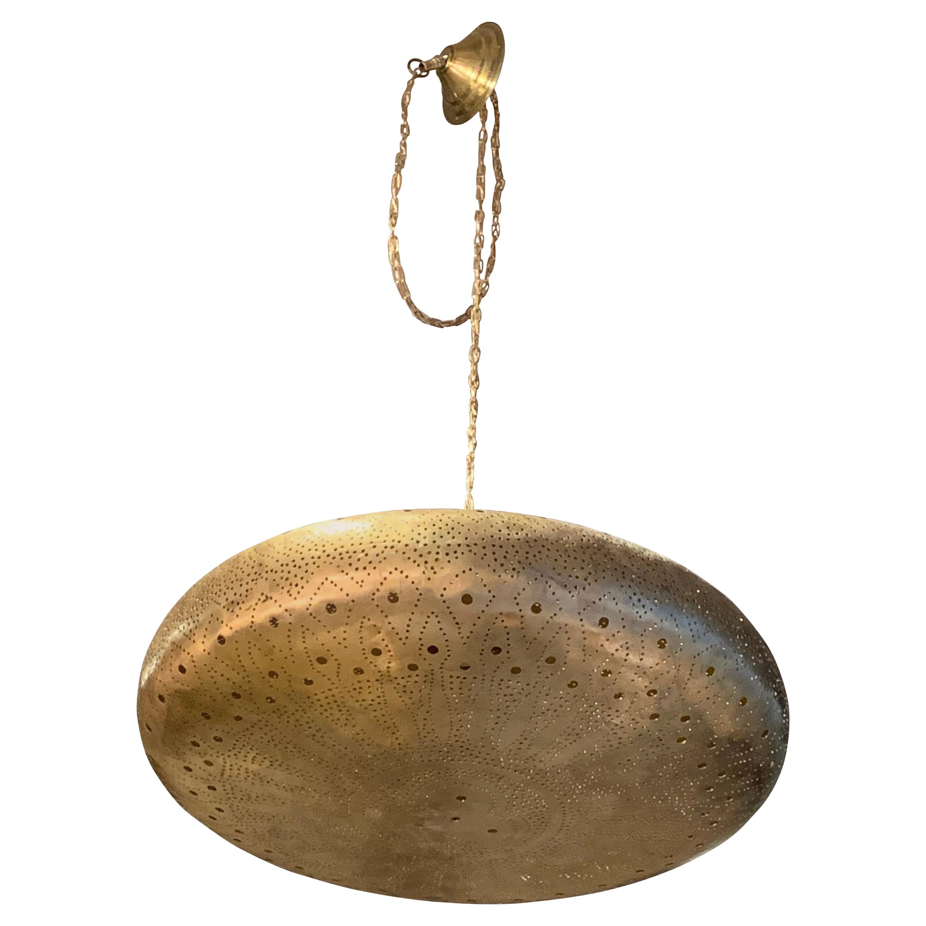 Perforated Bronze Chandelier, Morocco, Contemporary