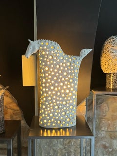 Perforated Ceramic Horse, Candle, Centerpiece, lamp, lighting, Italy