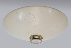 Lampadario a filo crema traforato in vetro e ottone di Belmag, Svizzera, anni '50