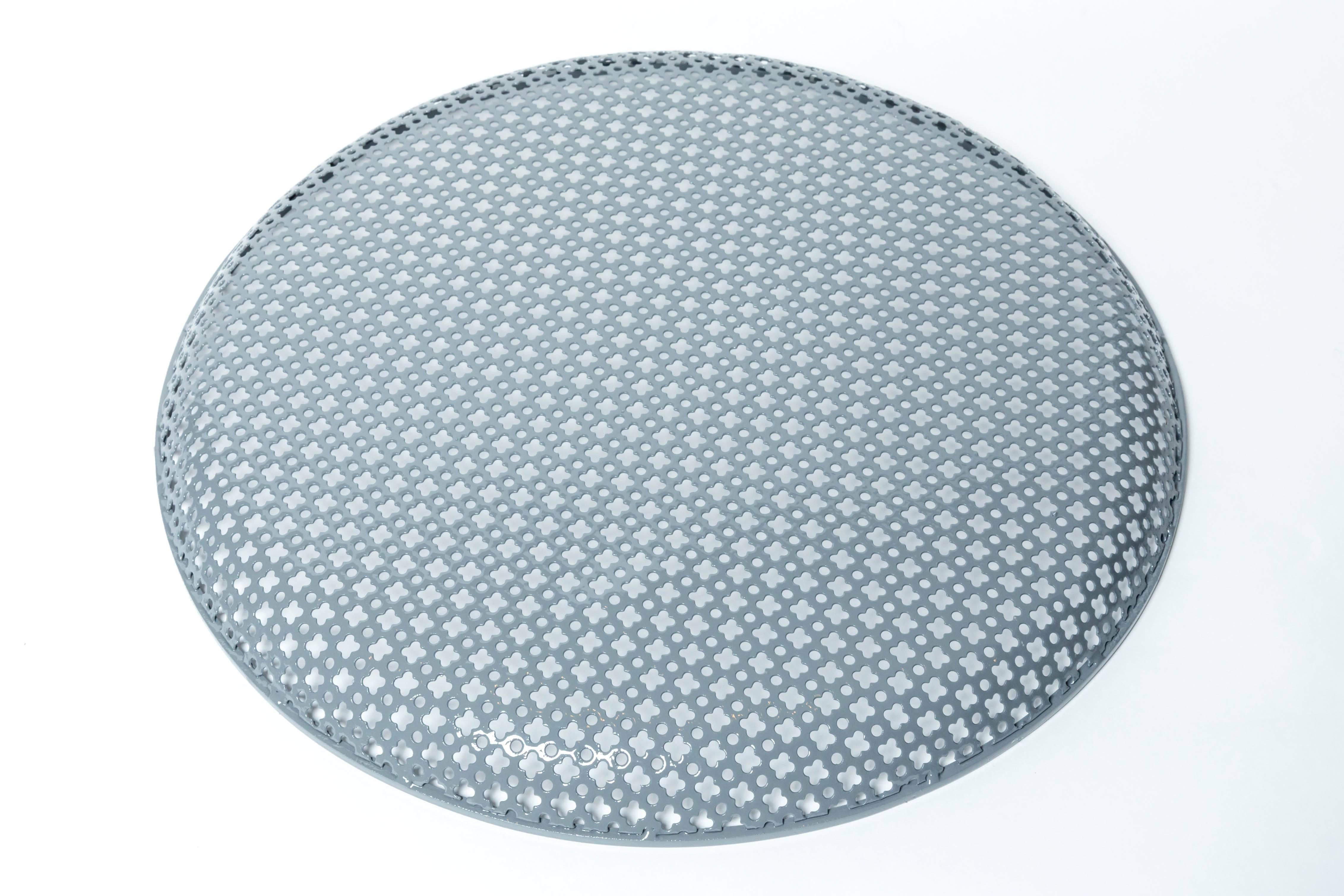 Perforated Gray Enameled Platter by Mathieu Matégot, France, 1950 In Excellent Condition In New York City, NY