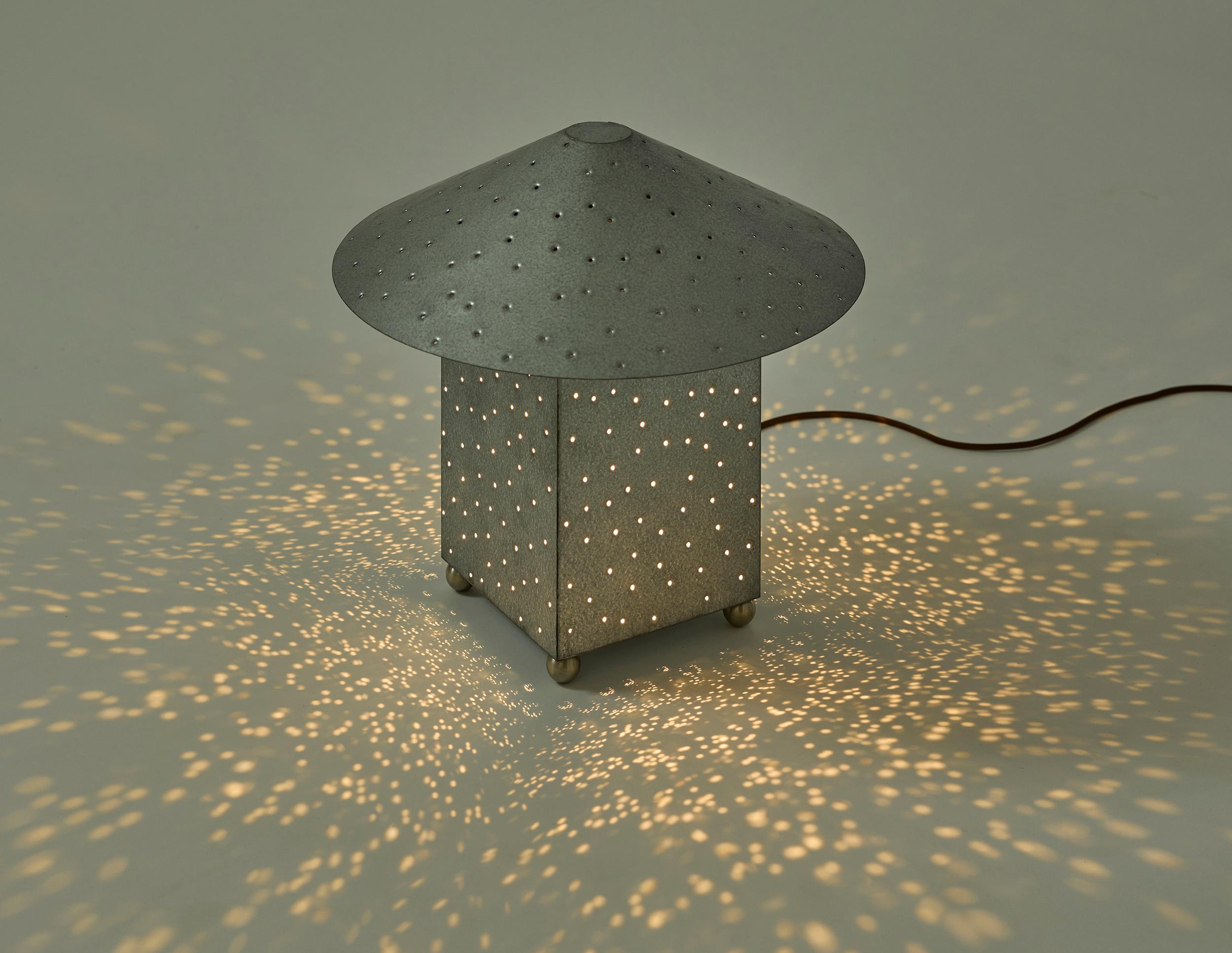 La Lin Lighting Collection de Muhly s'inspire de l'œuvre de 2001 de l'artiste environnementale Maya Lin, Ecliptic, dans laquelle l'emplacement des étoiles est représenté par des points lumineux incrustés dans un sol en béton. S'inspirant du ciel