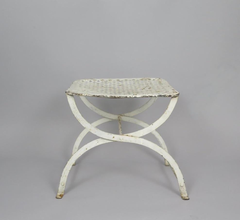 Painted and Perforated Industrial Stool. France, circa 1950.
