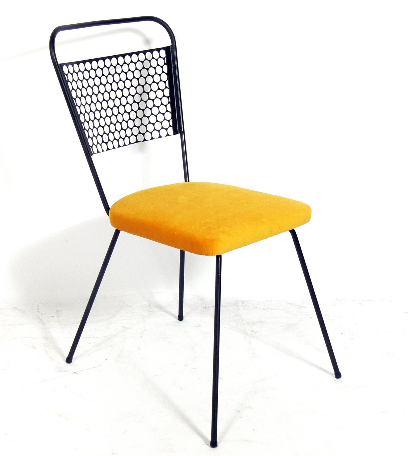 Mid-Century Modern Perforated Iron Dining Chairs Attributed to Mathieu Matégot