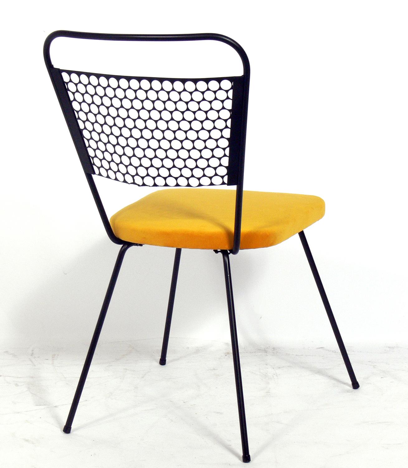 Perforated Iron Dining Chairs Attributed to Mathieu Matégot In Good Condition In Atlanta, GA