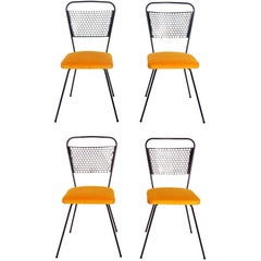 Perforated Iron Dining Chairs Attributed to Mathieu Matégot