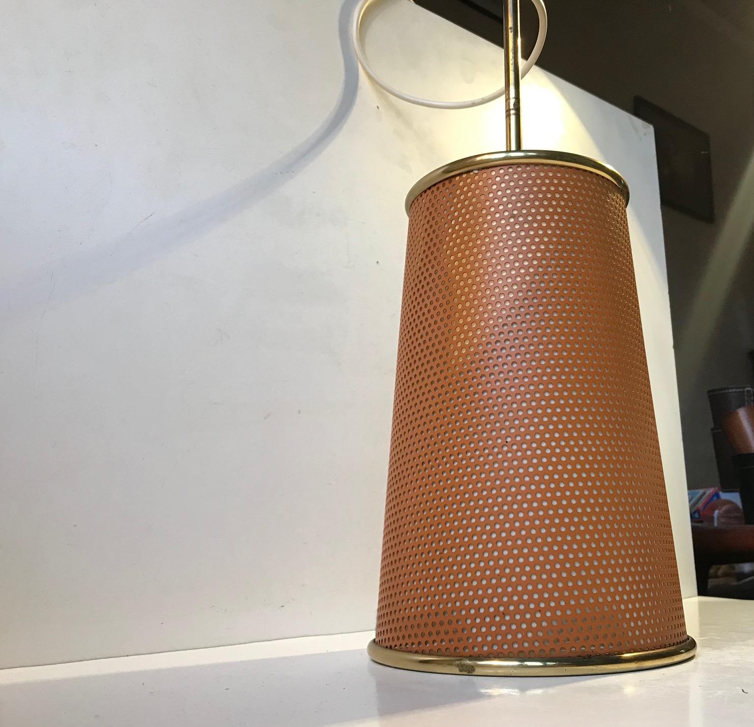 Perforated Italian Pendant Lamp in Brass and Steel, 1960s 5