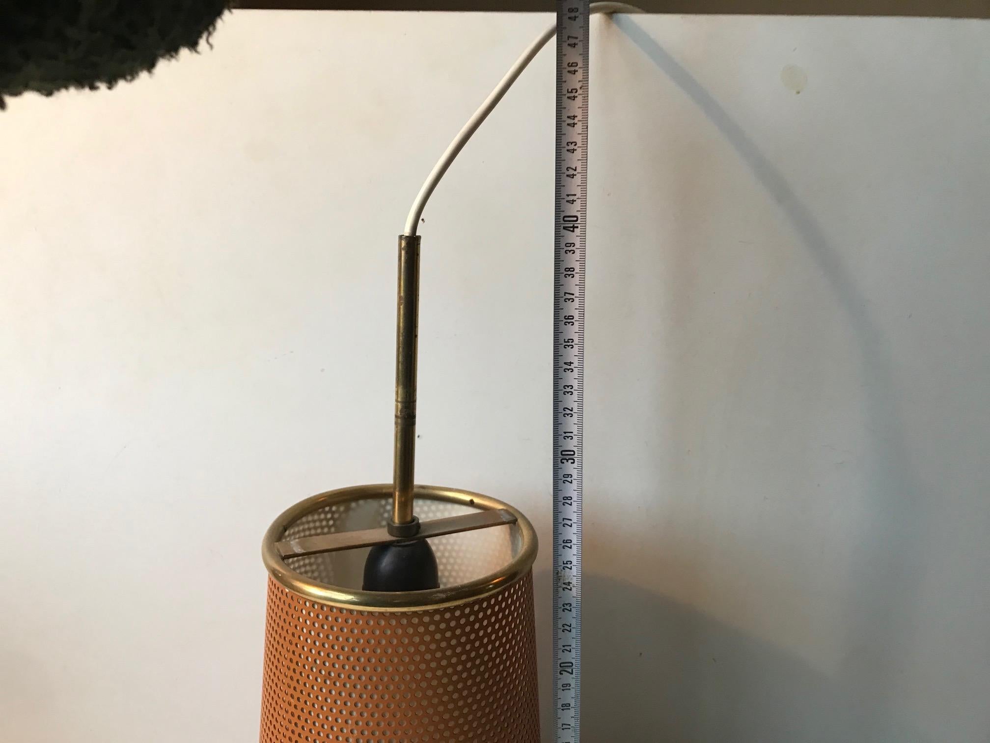 Perforated Italian Pendant Lamp in Brass and Steel, 1960s 7