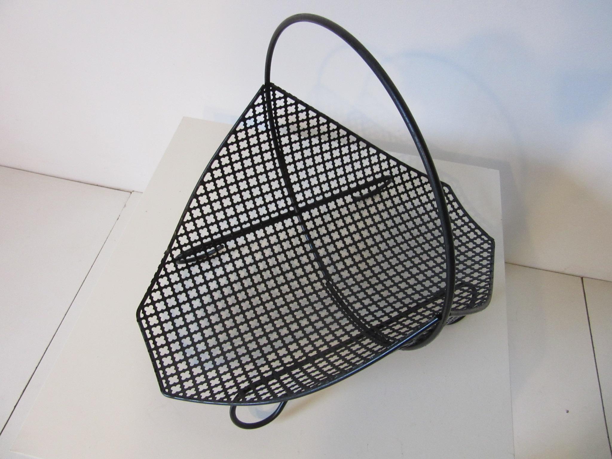 Perforated Magazine Rack / Log Holder in the manner of Mathieu Matégot In Good Condition In Cincinnati, OH