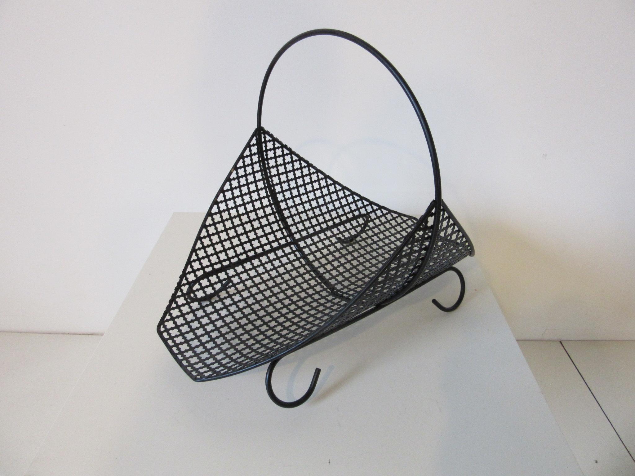 20th Century Perforated Magazine Rack / Log Holder in the manner of Mathieu Matégot