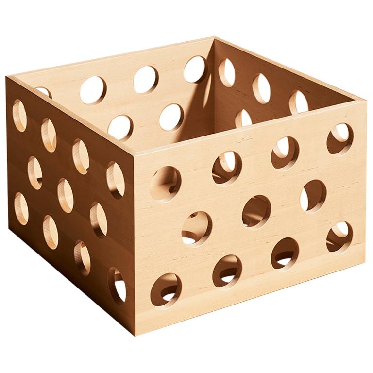 Perforated Medium Storage Box, Solid Birch Wood Perforated Box by Erik Olovsson For Sale