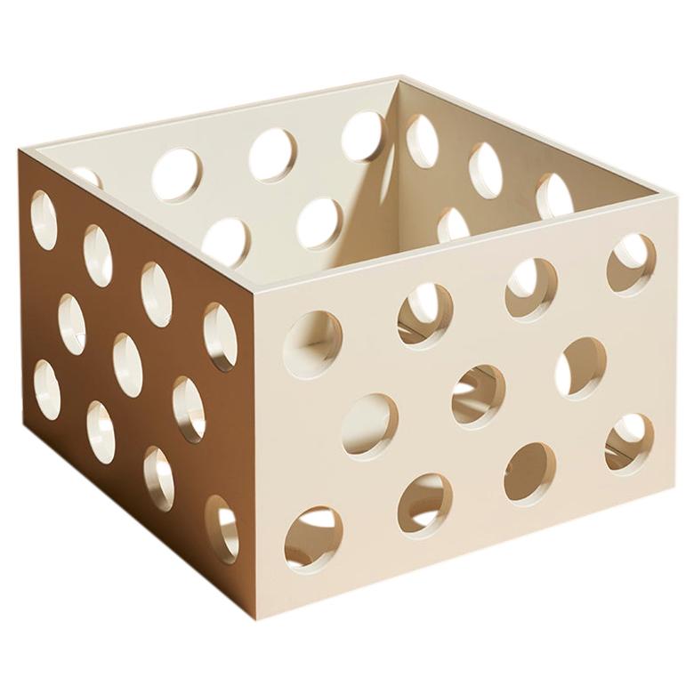 Perforated Medium White Wood Storage Box, Laquered Box by Erik Olovsson