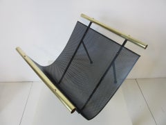 Perforated Metal and Brass Magazine Rack / Log Holder by Gene Tepper