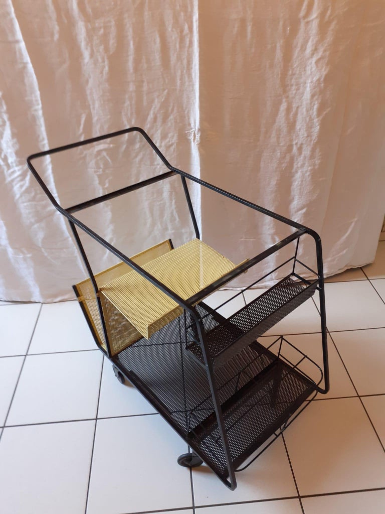 Perforated Metal Bar Cart, Mathieu Mategot Style, 1950s For Sale at 1stDibs