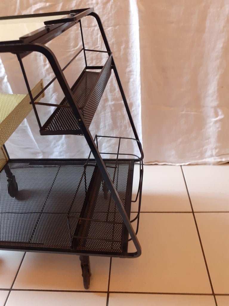 Perforated Metal Bar Cart, Mathieu Mategot Style, 1950s For Sale at 1stDibs