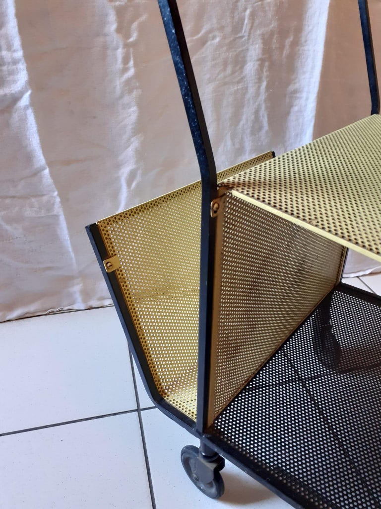 Perforated Metal Bar Cart, Mathieu Mategot Style, 1950s For Sale at 1stDibs