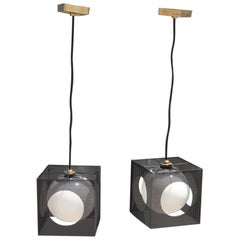 Perforated Metal Black White Ceiling Lamp Mid-Century Italian Design 1950s Brass