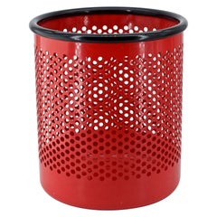 Vintage Perforated Metal Office Wastebasket Trash Can Italy Memphis Sottsass Ferrari