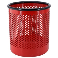 Vintage Perforated Metal Office Wastebasket Trash Can Italy Memphis Sottsass Ferrari