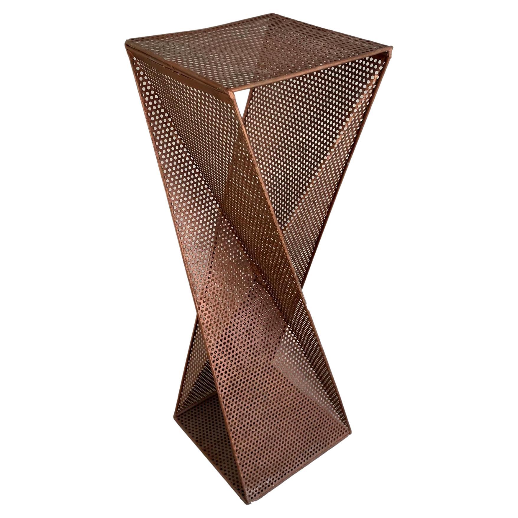 Perforated Metal Pedestal in the Style of Mathieu Matégot
