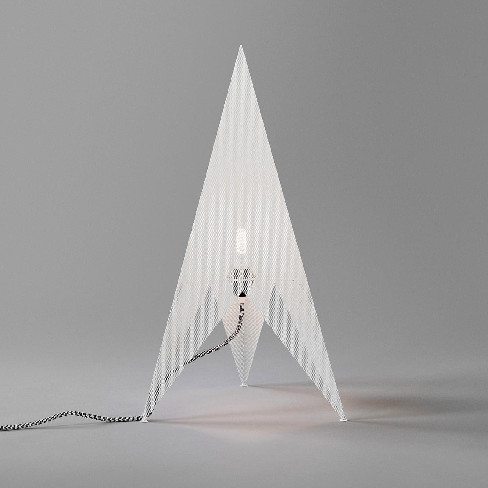 Futurist Perforated Metal Rocket Lamp, Designer Light, 28 in High For Sale