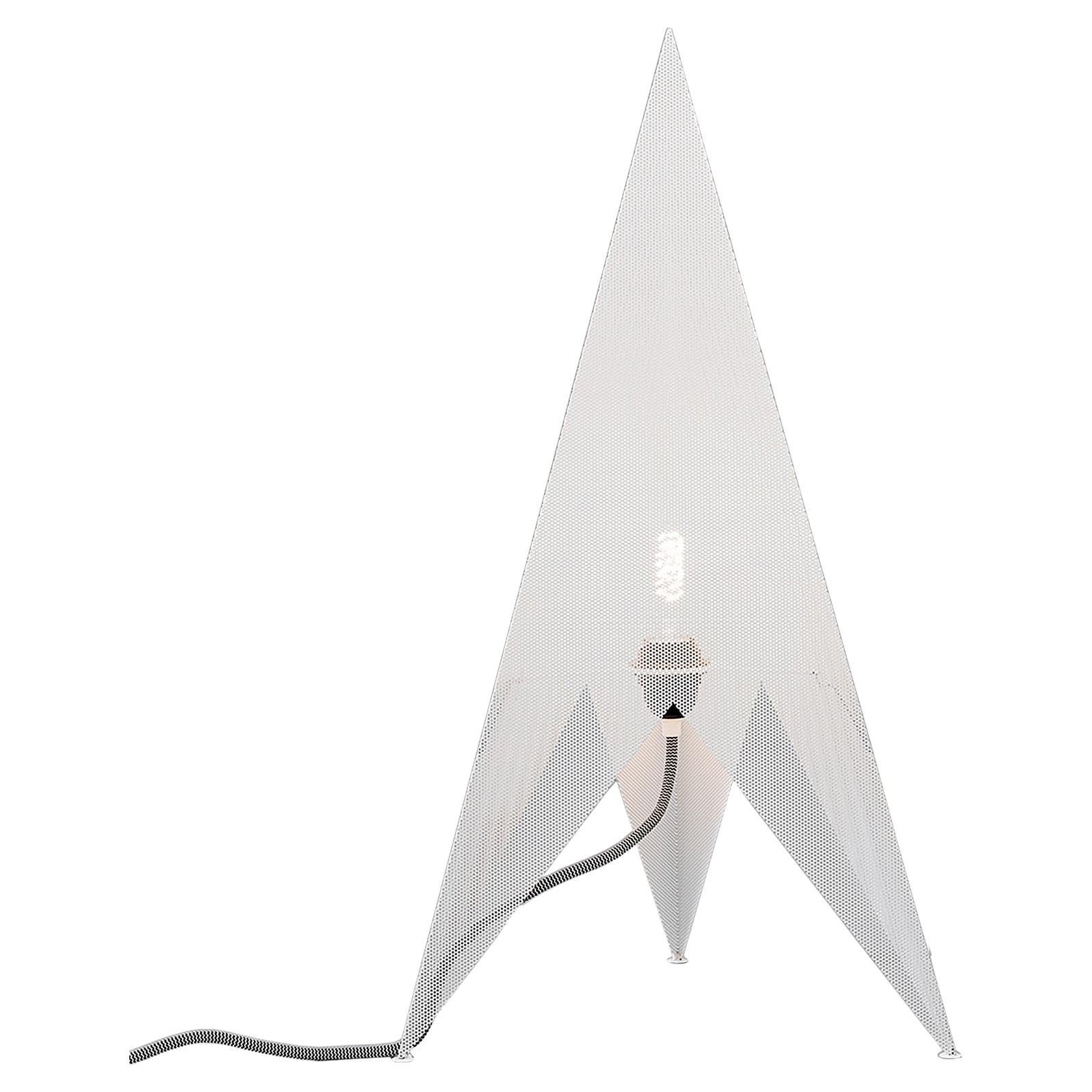 Perforated Metal Rocket Lamp, Designer Light, 28 in High For Sale