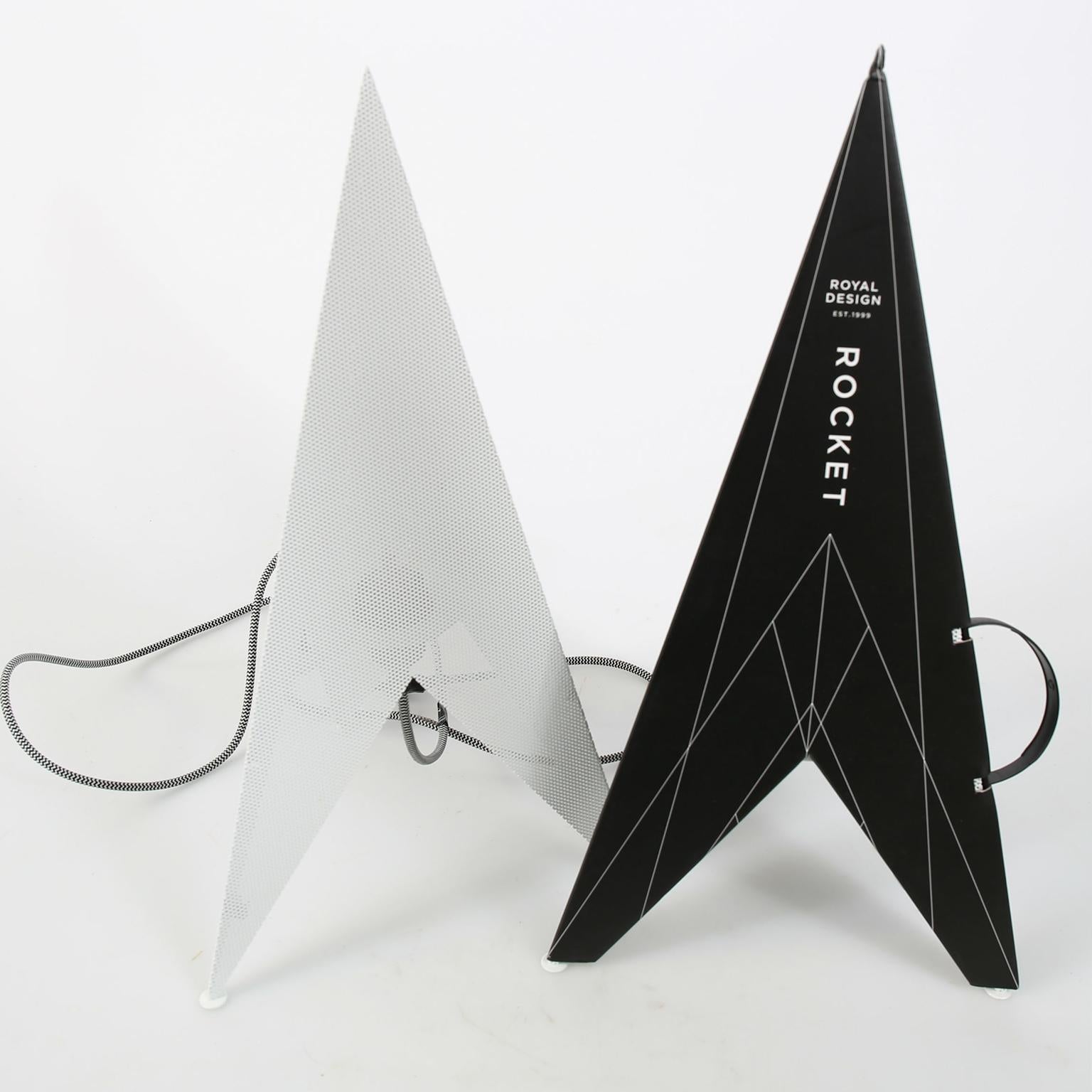 Perforated Metal Rocket Lamp, Designer Light, 20 in High For Sale 3
