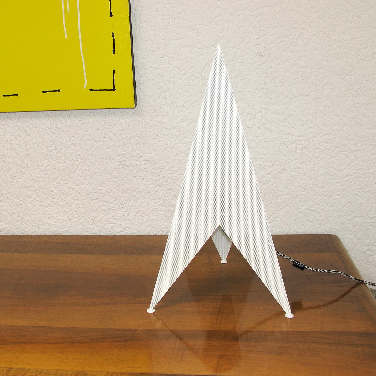 Swedish Perforated Metal Rocket Lamp, Designer Light, 20 in High For Sale
