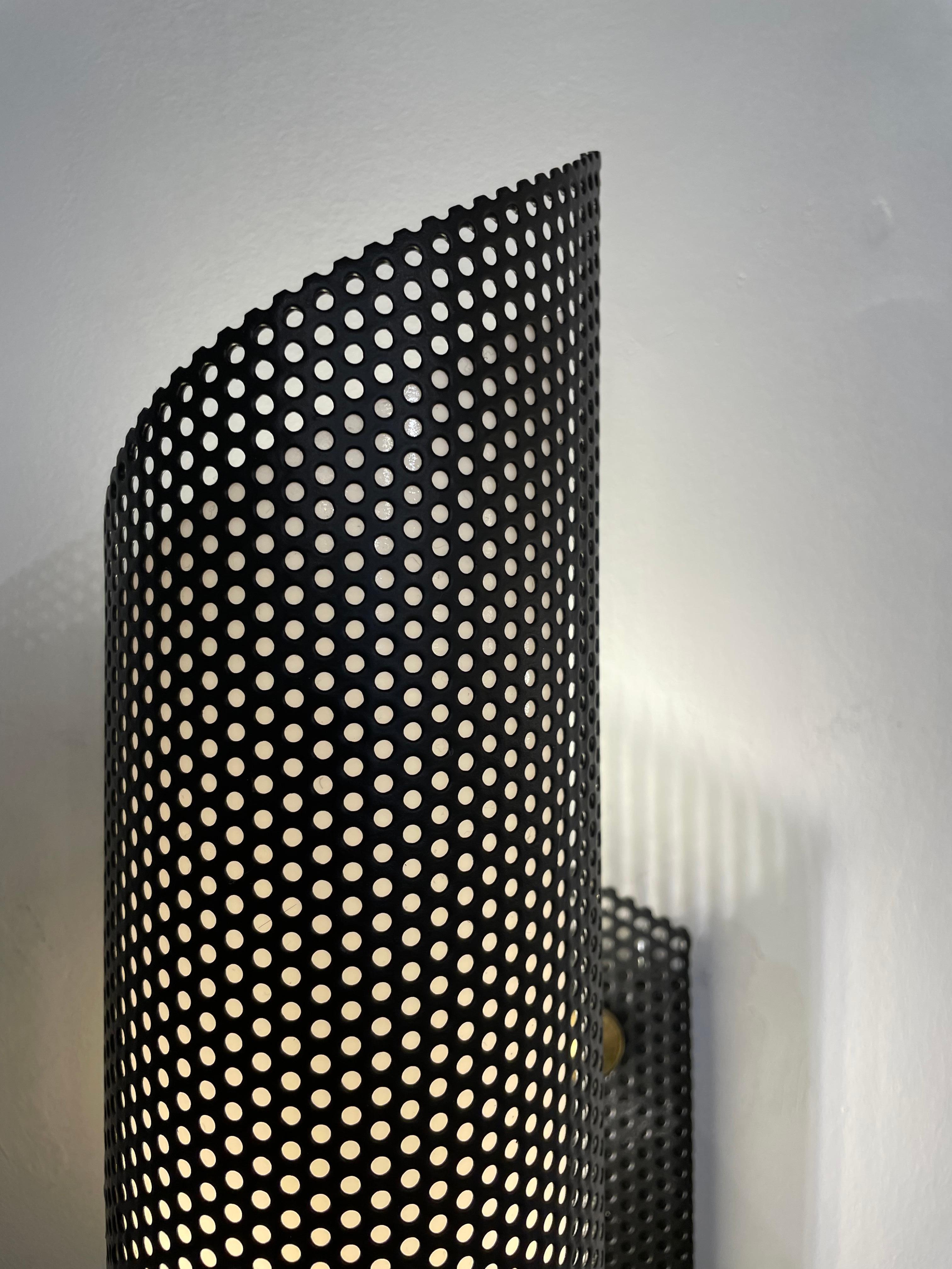 Perforated Metal Sconces by Lunel 1950 For Sale 4