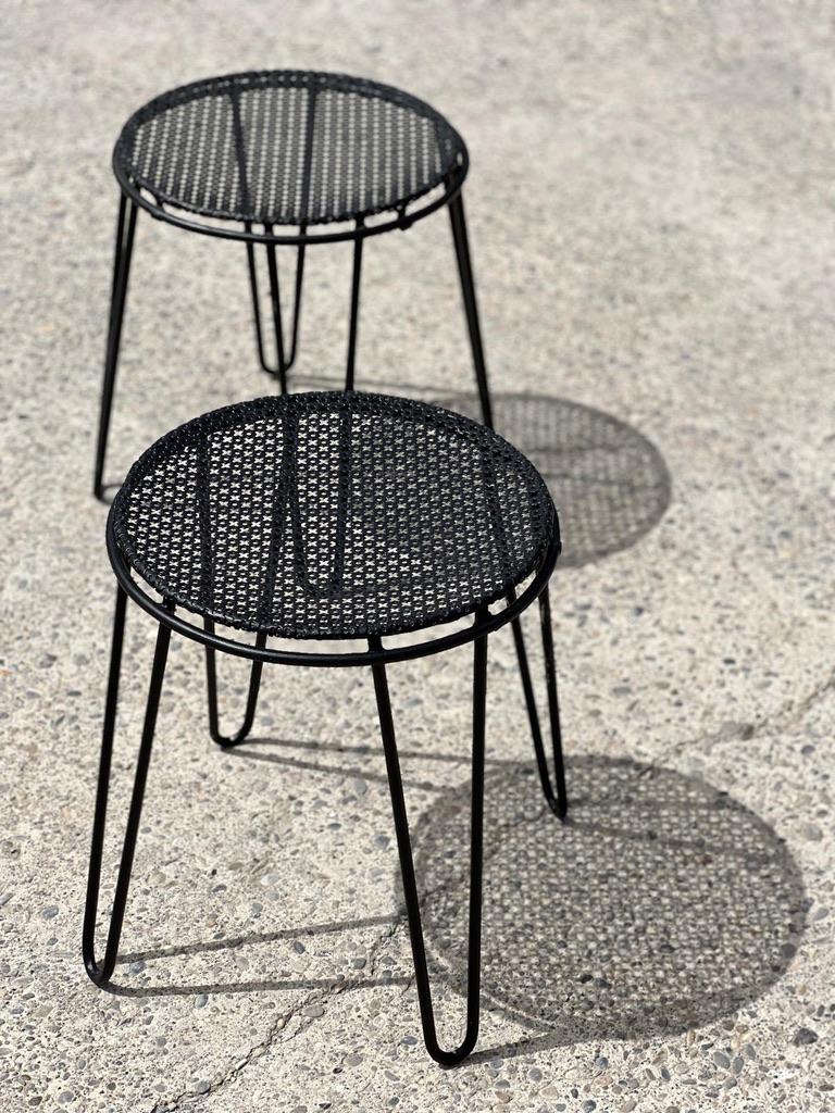 Mid-Century Modern Perforated metal stools attributed to Mathieu Matégot 1950 For Sale