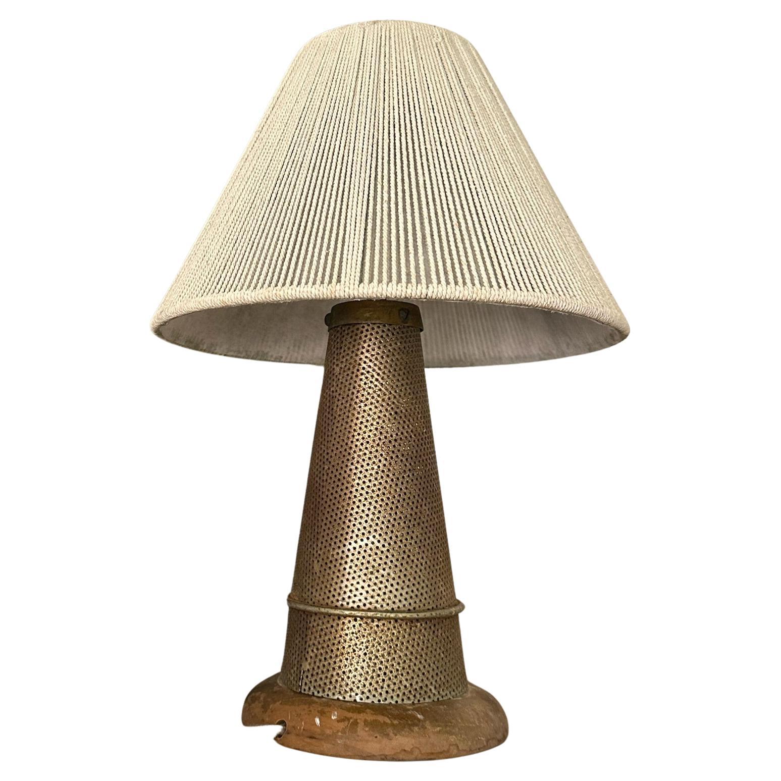 American Perforated Metal Table Lamp For Sale