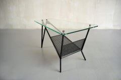 Perforated metal tripod coffee table, France 1950