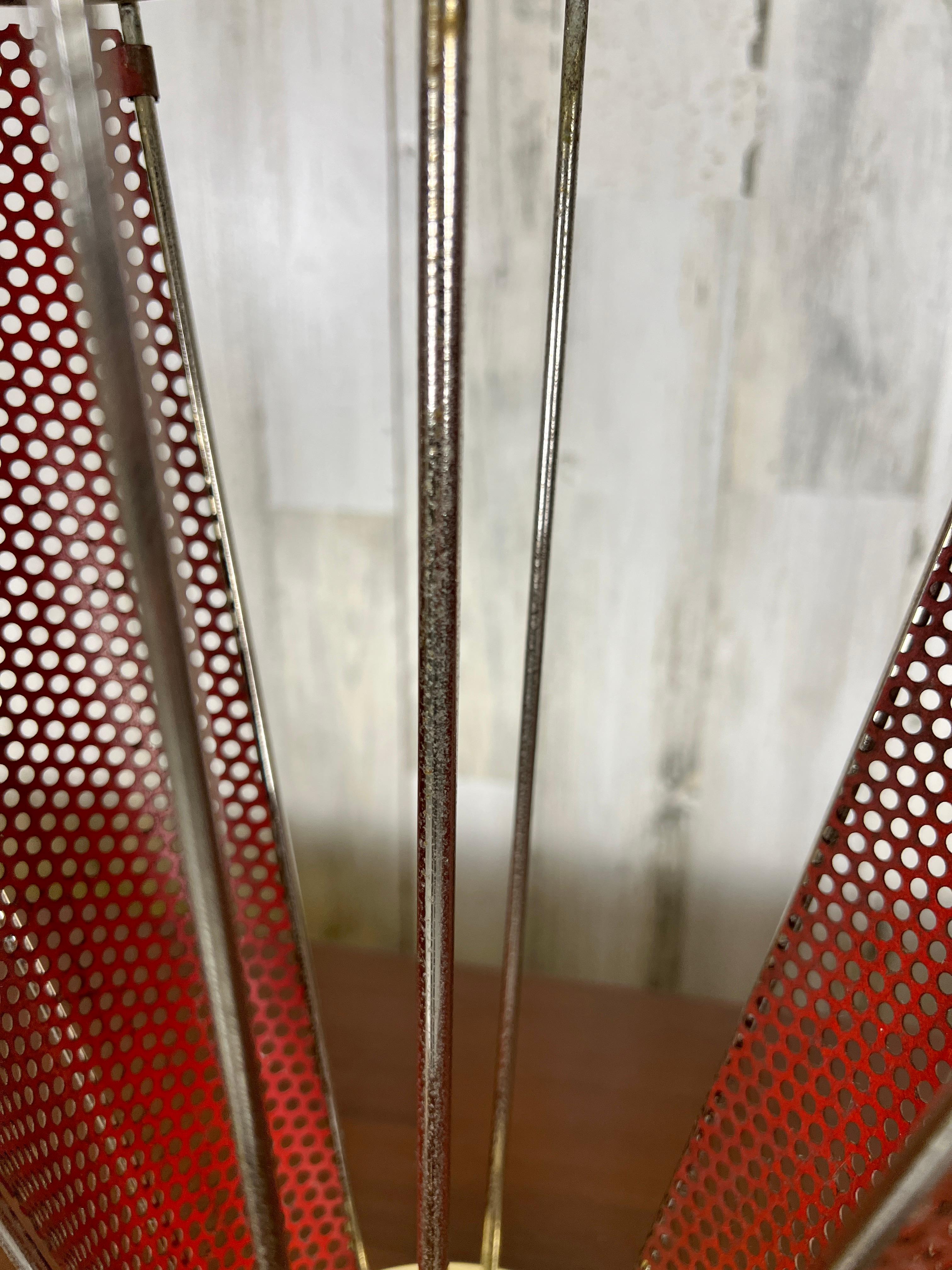 Perforated Metal Umbrella Stand Attributed to Mathieu Mategot For Sale 5
