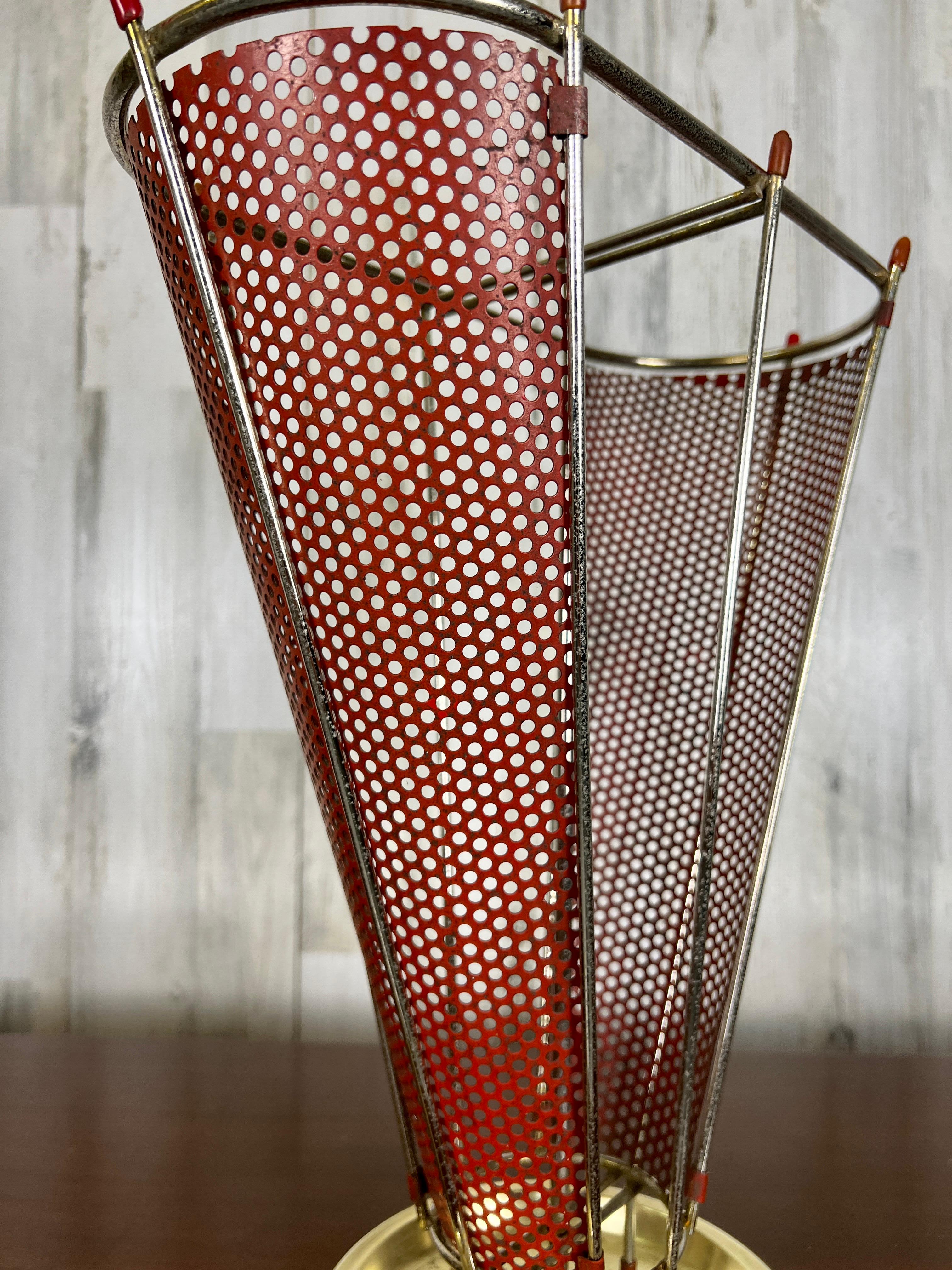 Perforated Metal Umbrella Stand Attributed to Mathieu Mategot For Sale 6