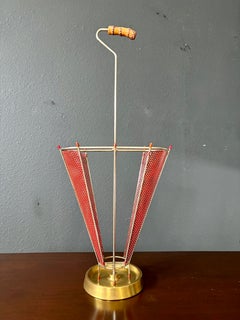 Perforated Metal Umbrella Stand Attributed to Mathieu Mategot