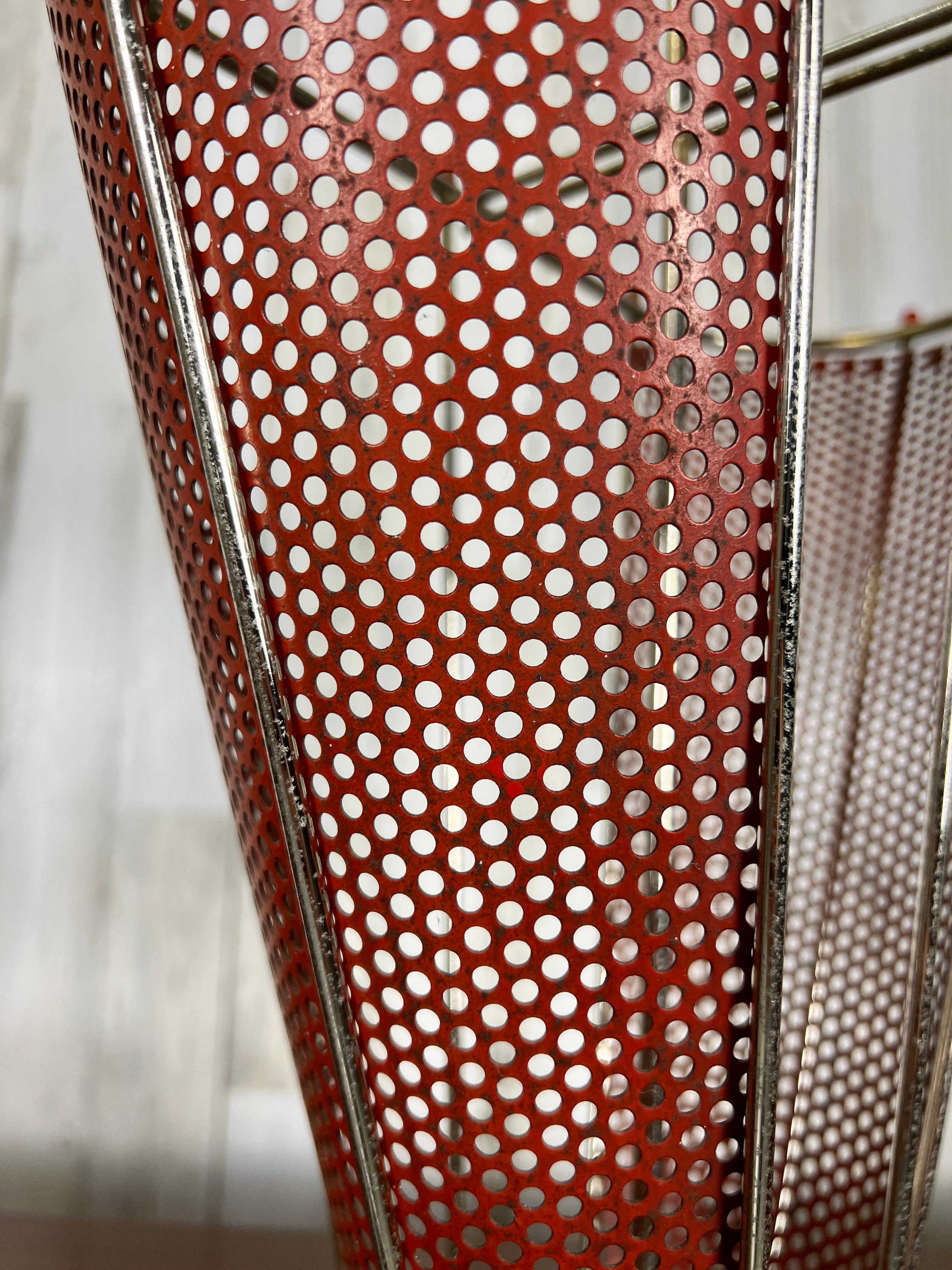 Mid-Century Modern Perforated Metal Umbrella Stand Attributed to Mathieu Mategot For Sale