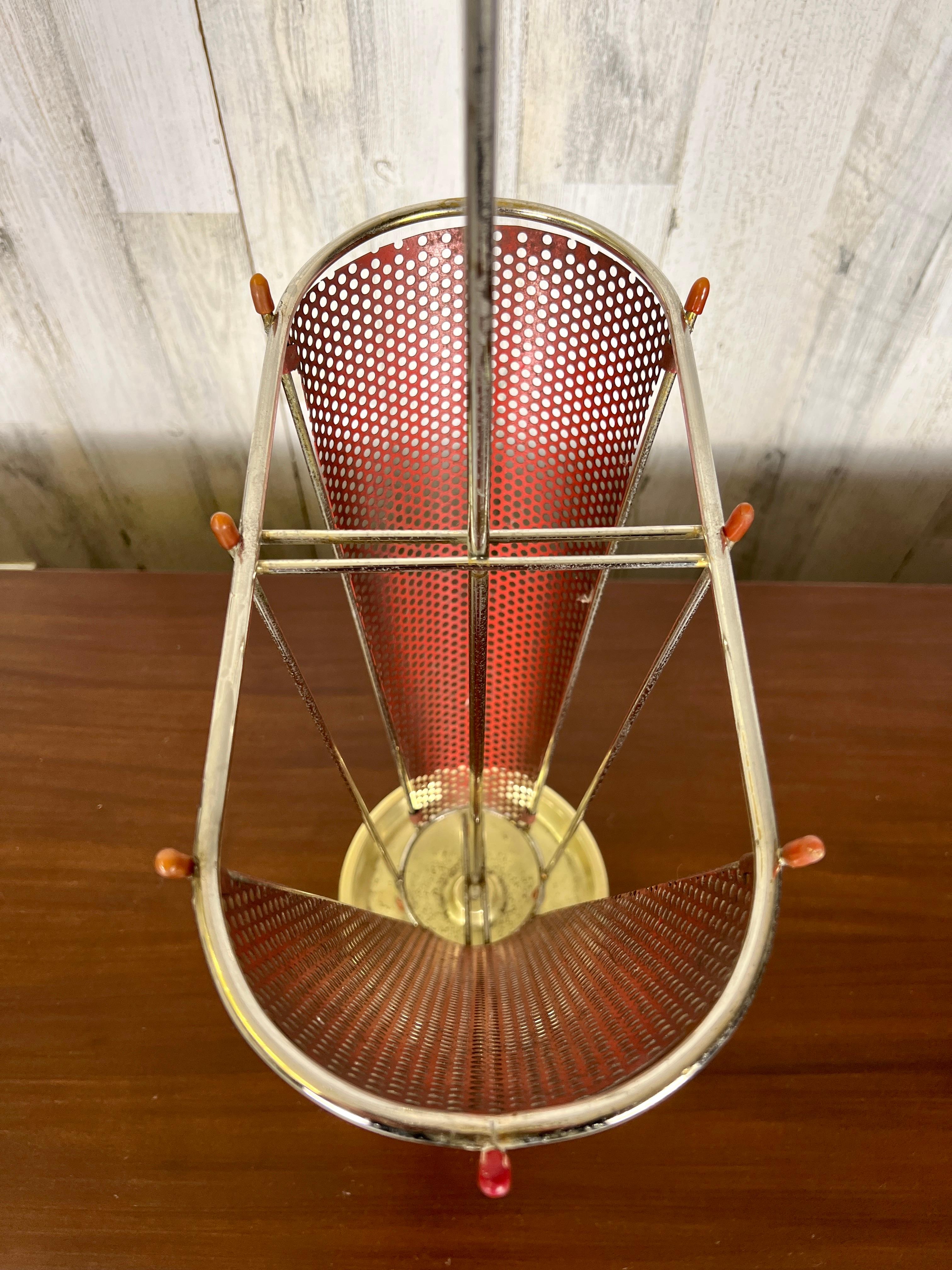 20th Century Perforated Metal Umbrella Stand Attributed to Mathieu Mategot For Sale