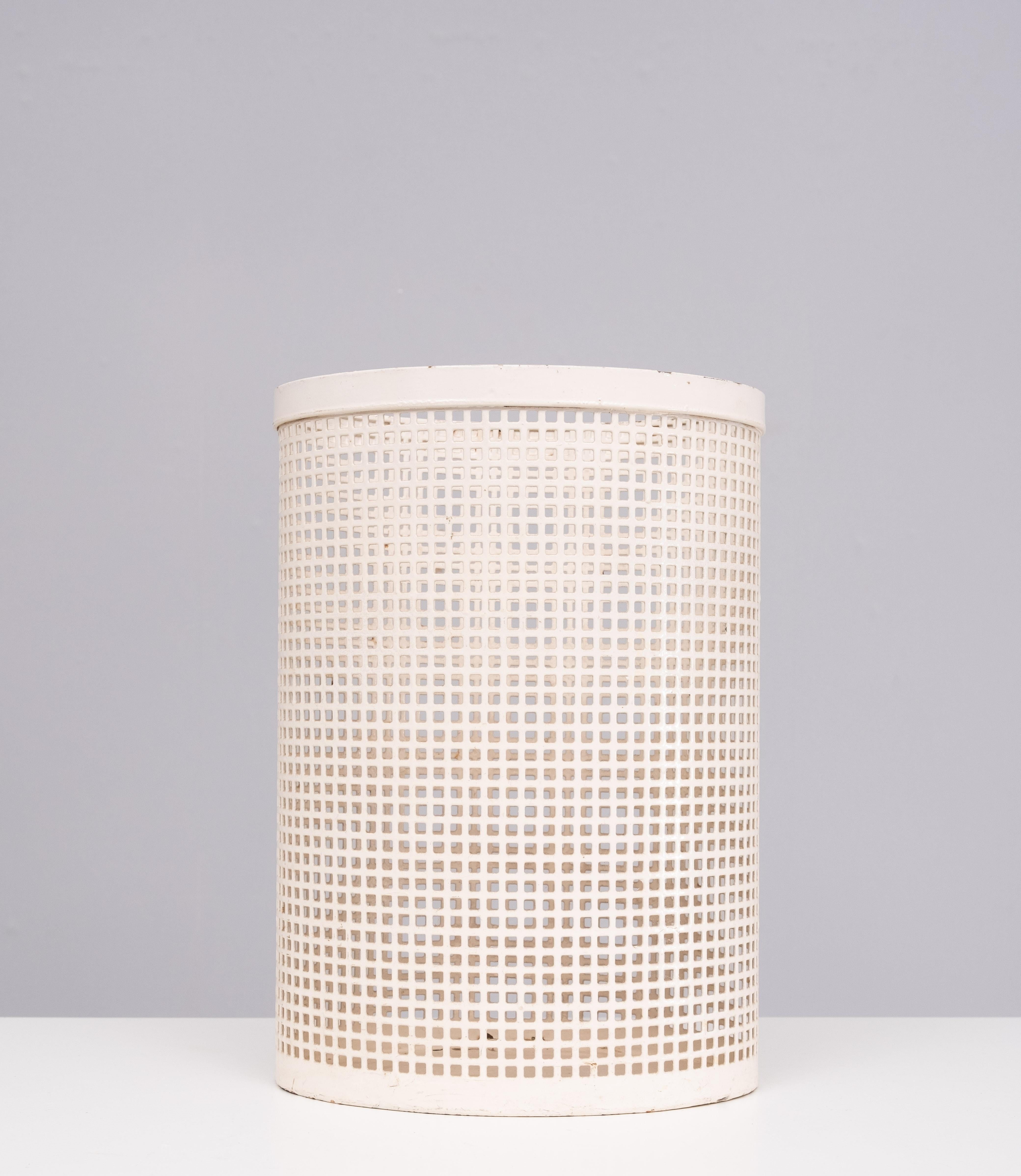 Mid-Century Modern Perforated Metal Waste Basket 1950s France  For Sale