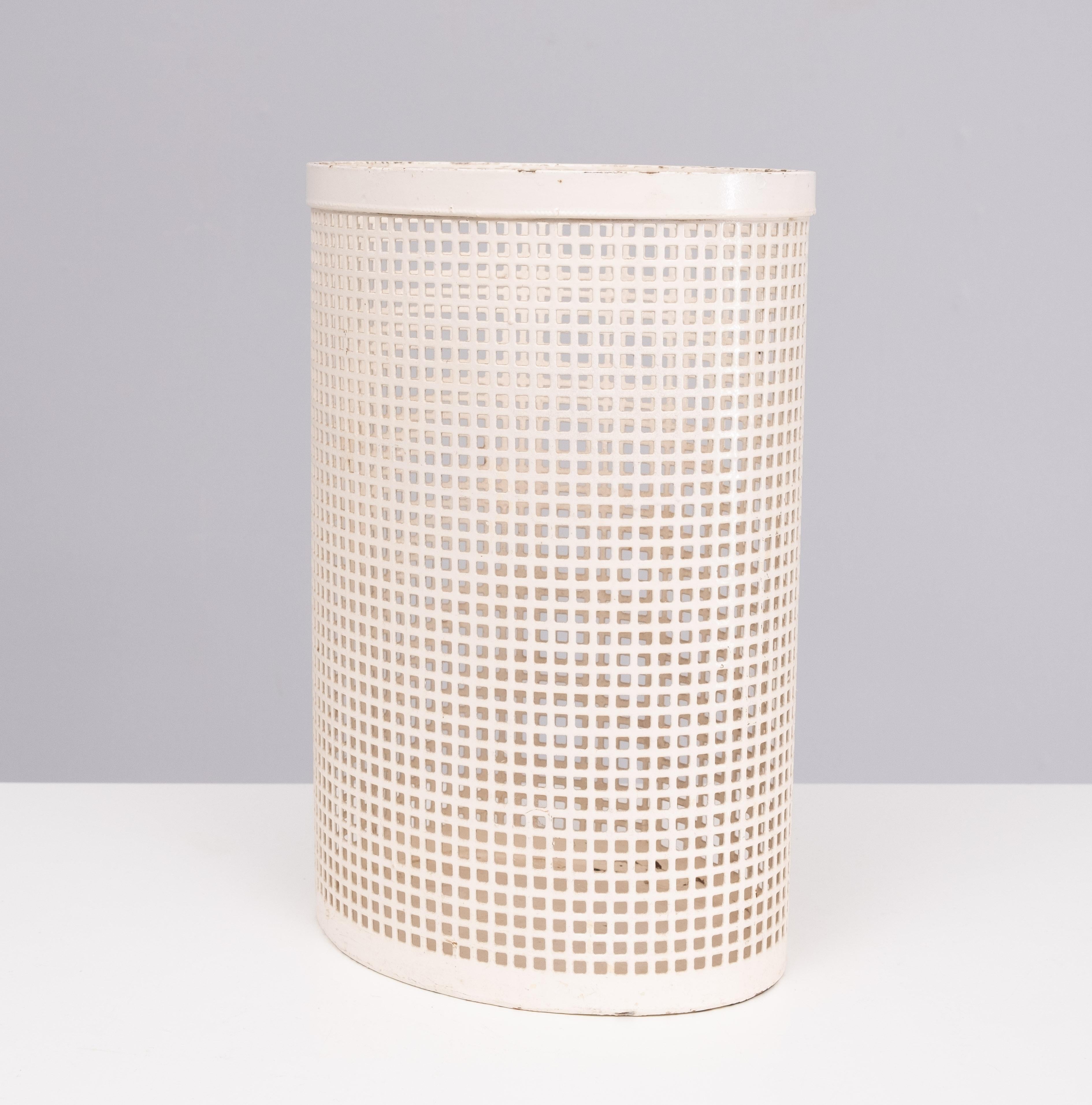 French Perforated Metal Waste Basket 1950s France  For Sale