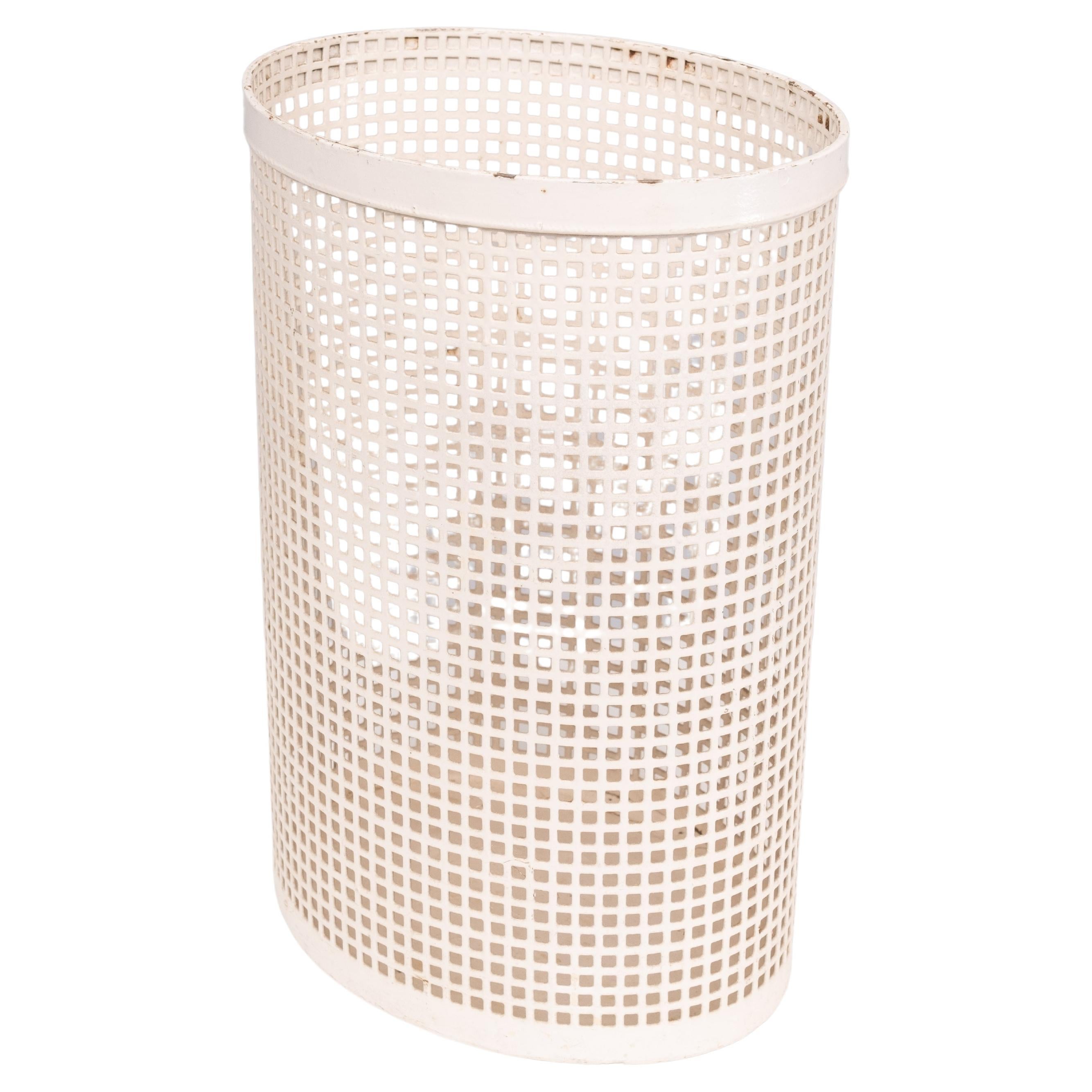 Perforated Metal Waste Basket 1950s France  For Sale