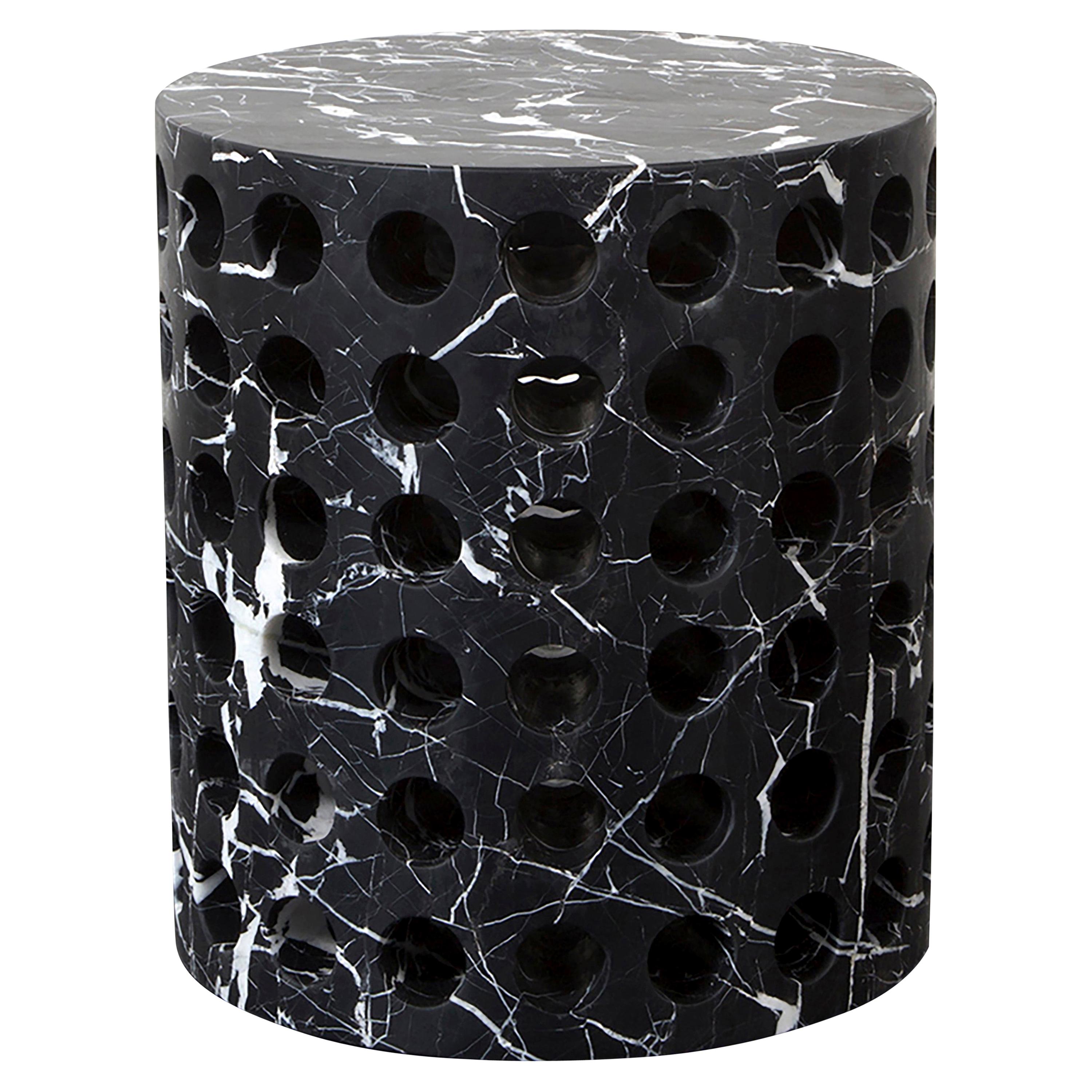 Kelly Wearstler Perforated Nero Marquina Marble Side Table