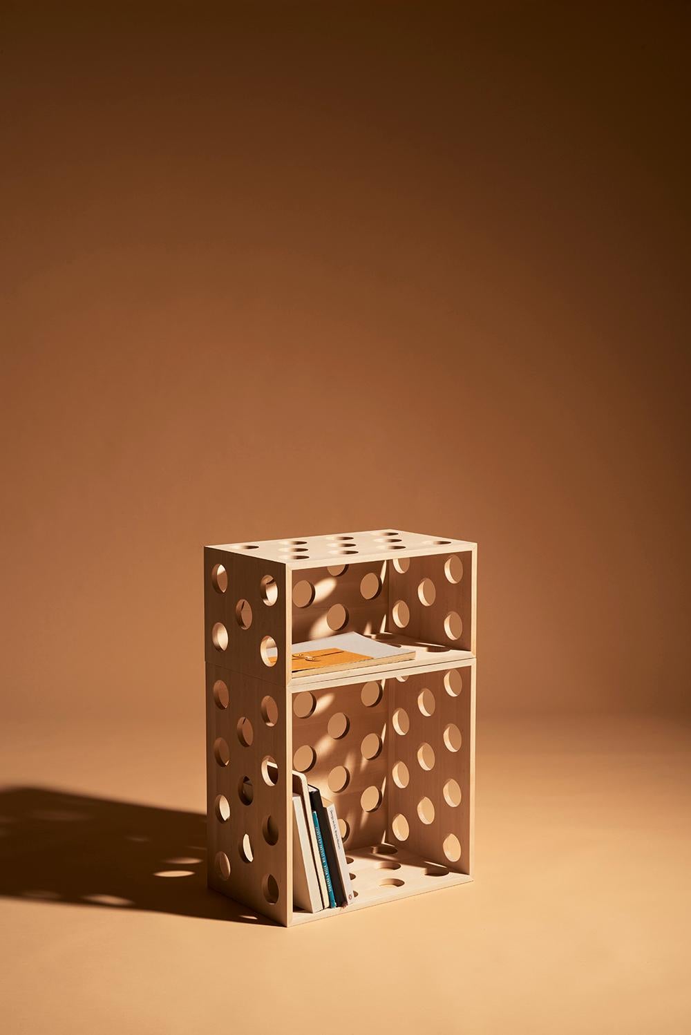 Bouleau Petite boîte basse de rangement perforée, boîte en bois de bouleau perforé d'Erik Olovsson en vente