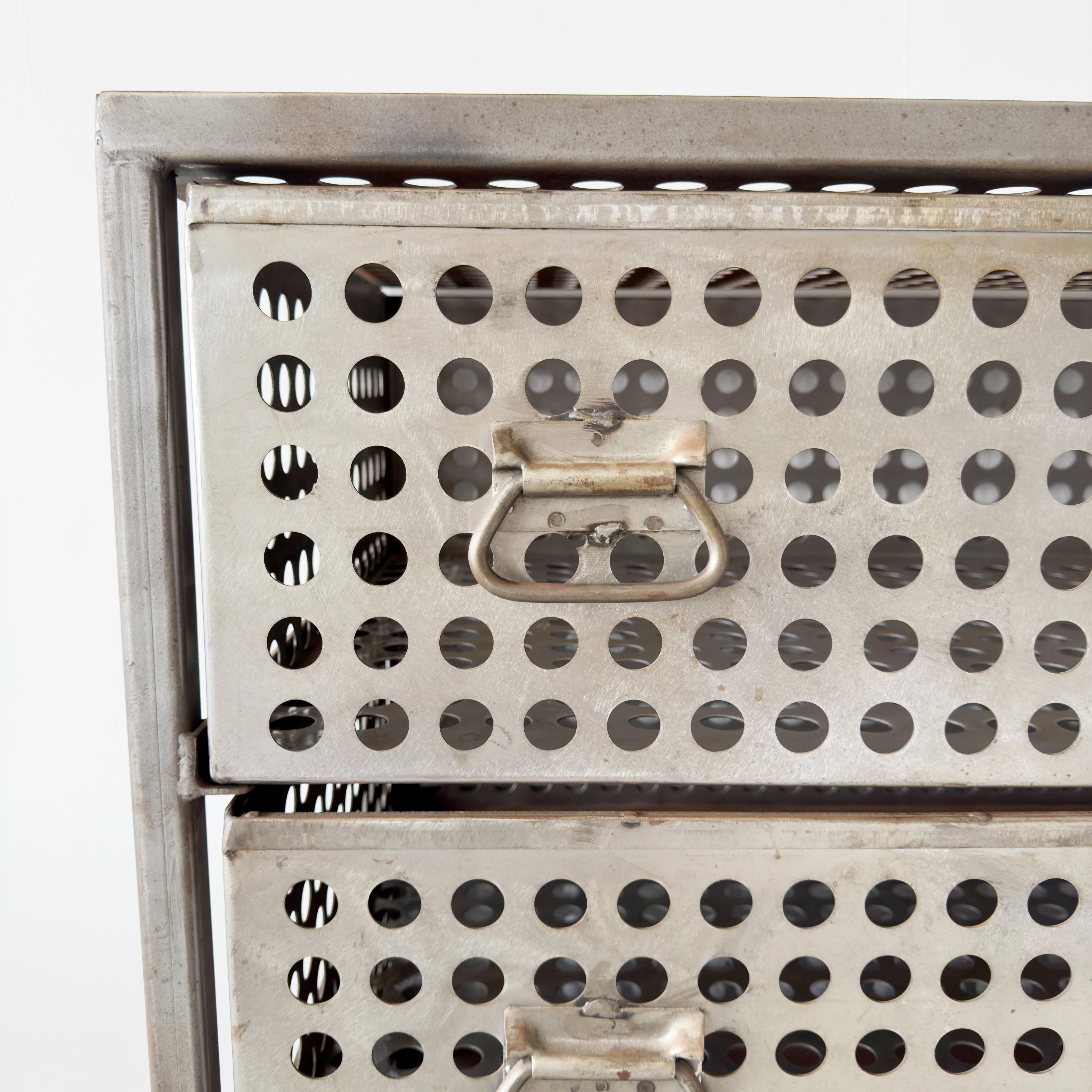 American Perforated Steel Industrial Three-Drawer Dresser on Casters
