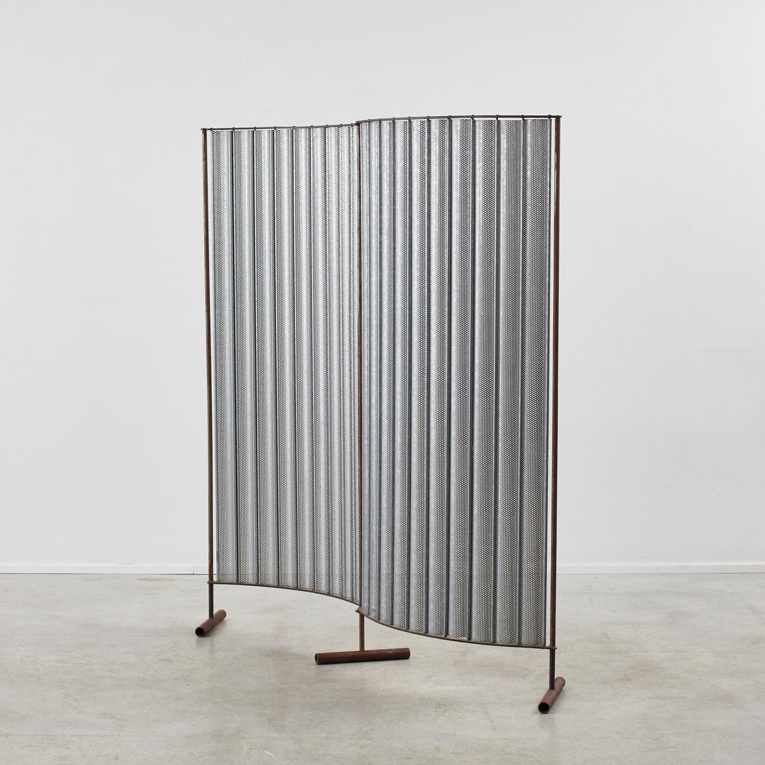 British Perforated steel pivoting screen - UK, 20th Century For Sale
